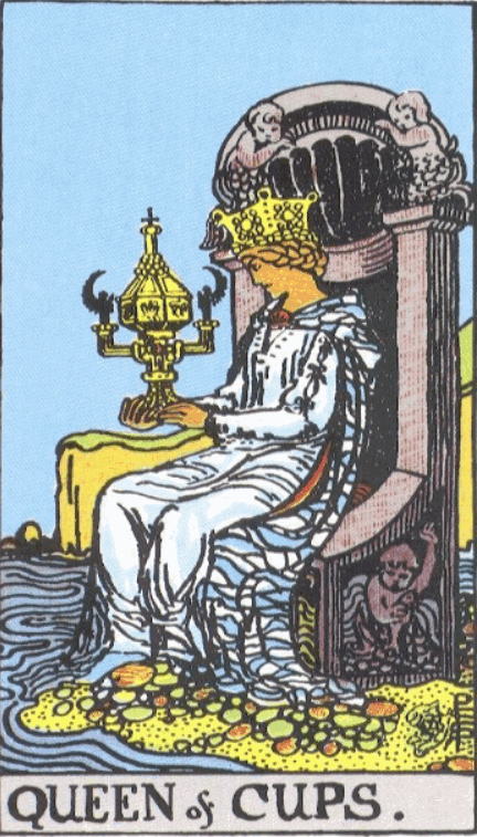 RIDER WHITE TAROT - Malá arkána kralovna poharov
