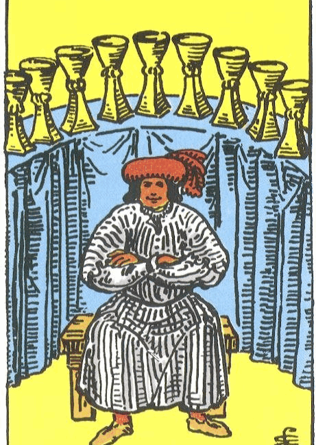RIDER WHITE TAROT - Malá arkána 9 poharov