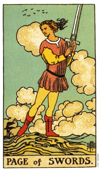 RIDER WHITE TAROT - Malá arkána páža mečov